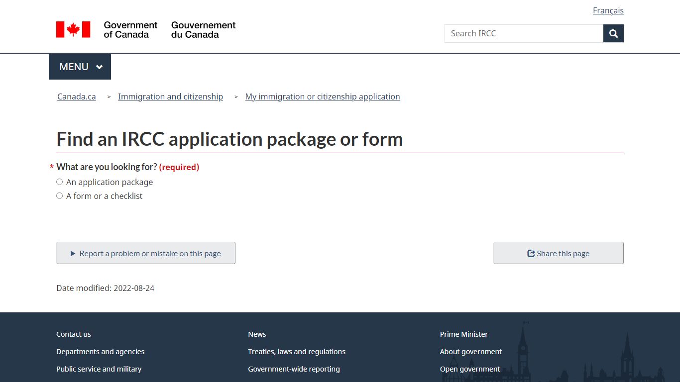 Find an IRCC application package or form - Canada.ca