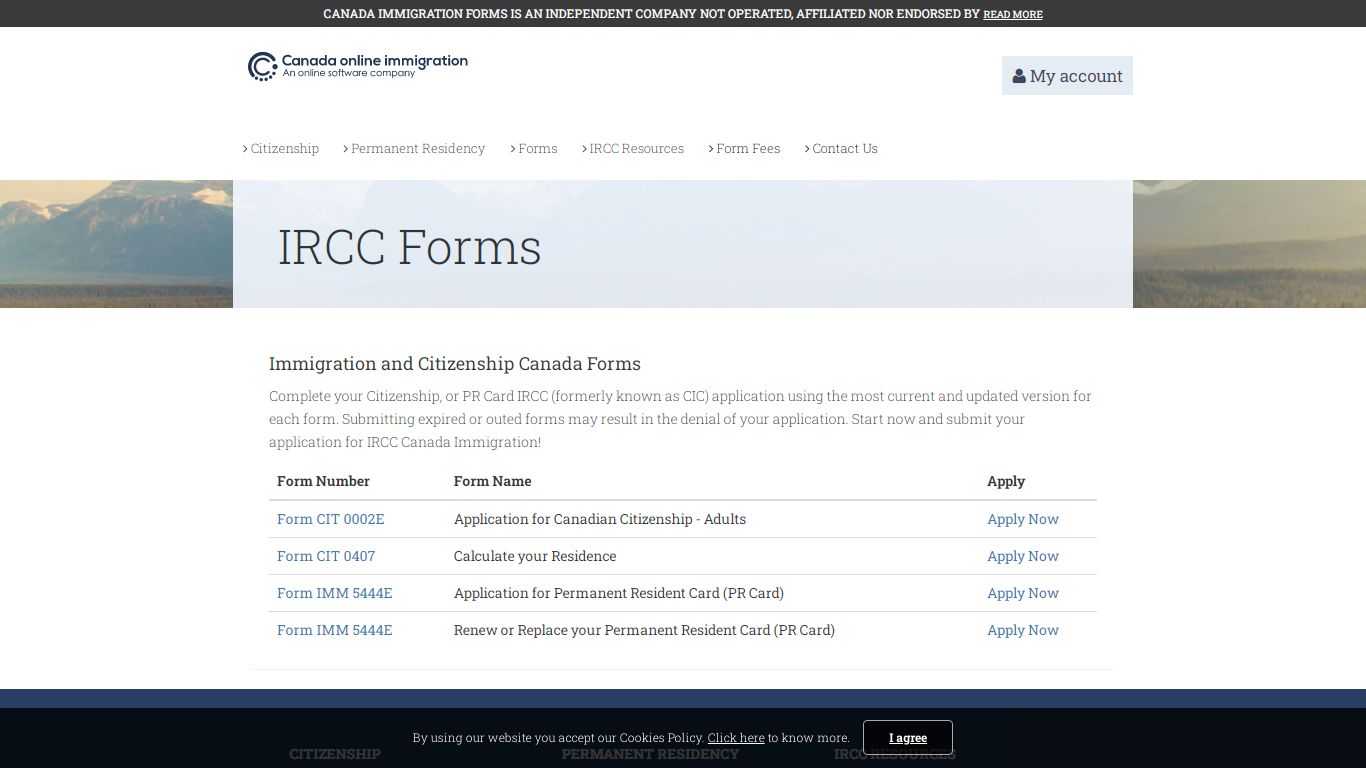 Canada Immigration Forms - IRCC (CIC) Application Forms