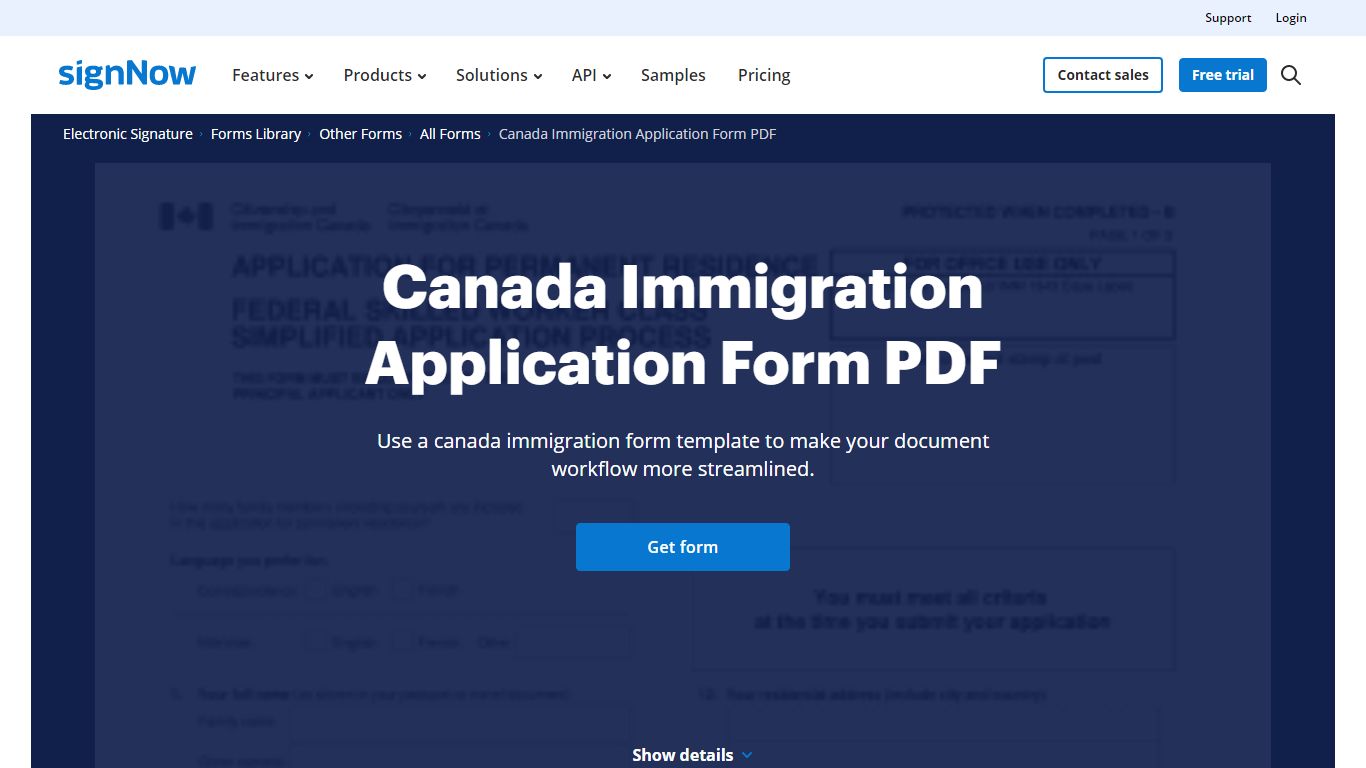 Canada Immigration Form - Fill Out and Sign Printable PDF Template ...